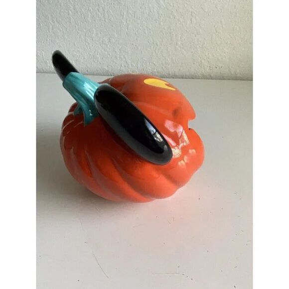 Disney Parks Mickey Mouse Candy Dish Bowl Ceramic Halloween Winking Pumpkin NEW - Picture 6 of 14